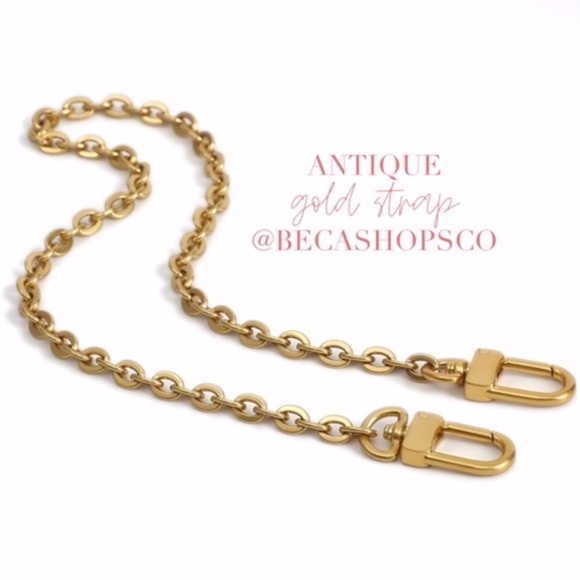 Antique Gold Oval Shoulder Chain Strap 16, 18, 20, 47 Inch - Picture 2 of 8
